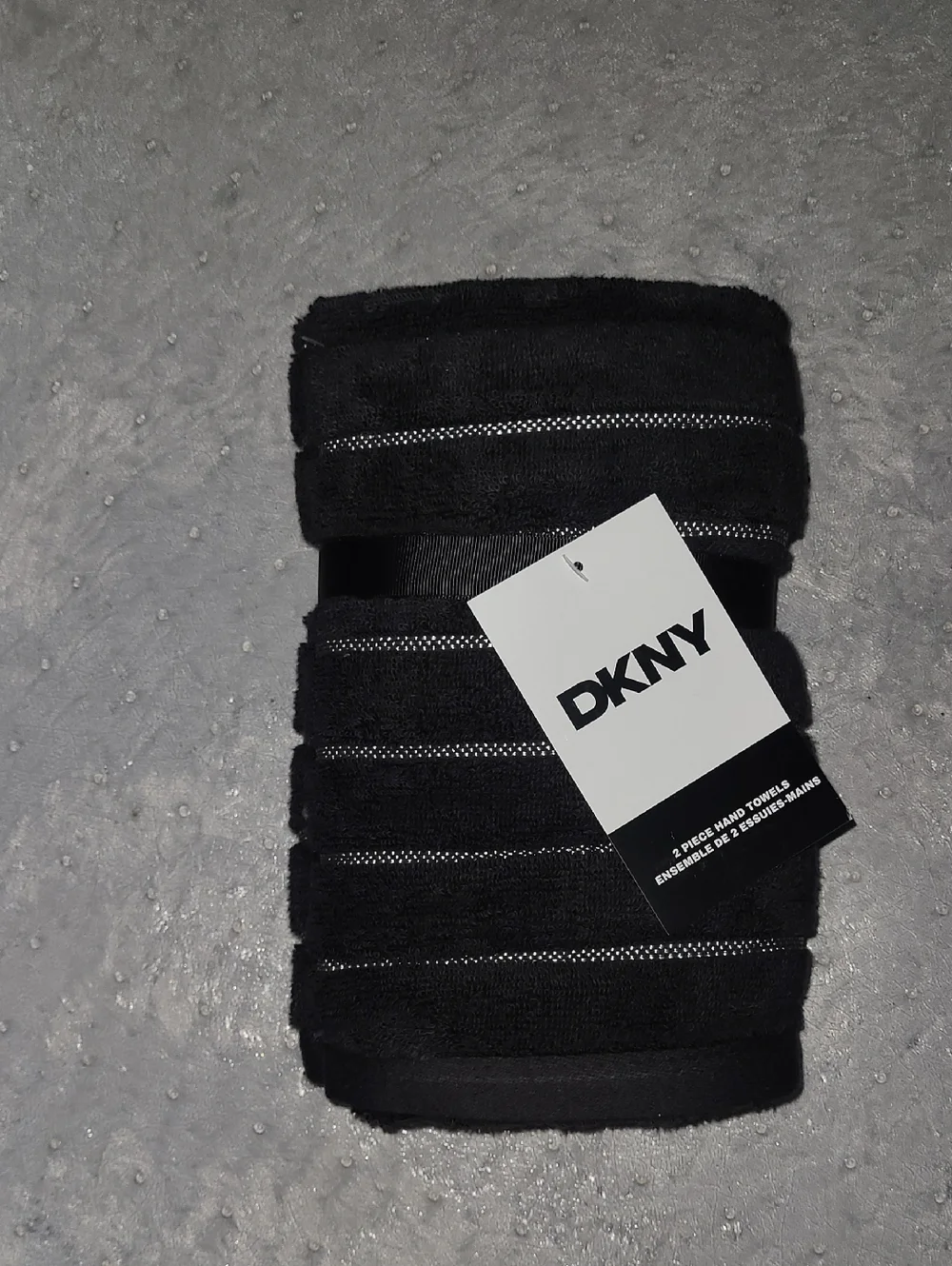 DKNY Black Striped Hand Towel Set